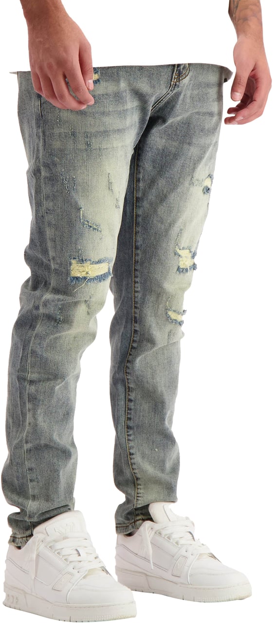 Black Bananas Slim Repaired Broek Blauw