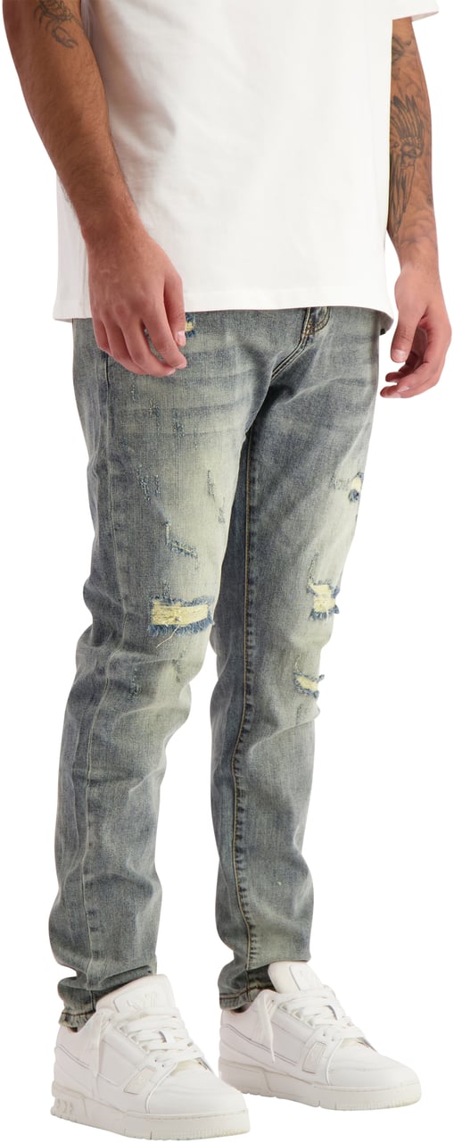 Black Bananas Slim Repaired Denim Blauw