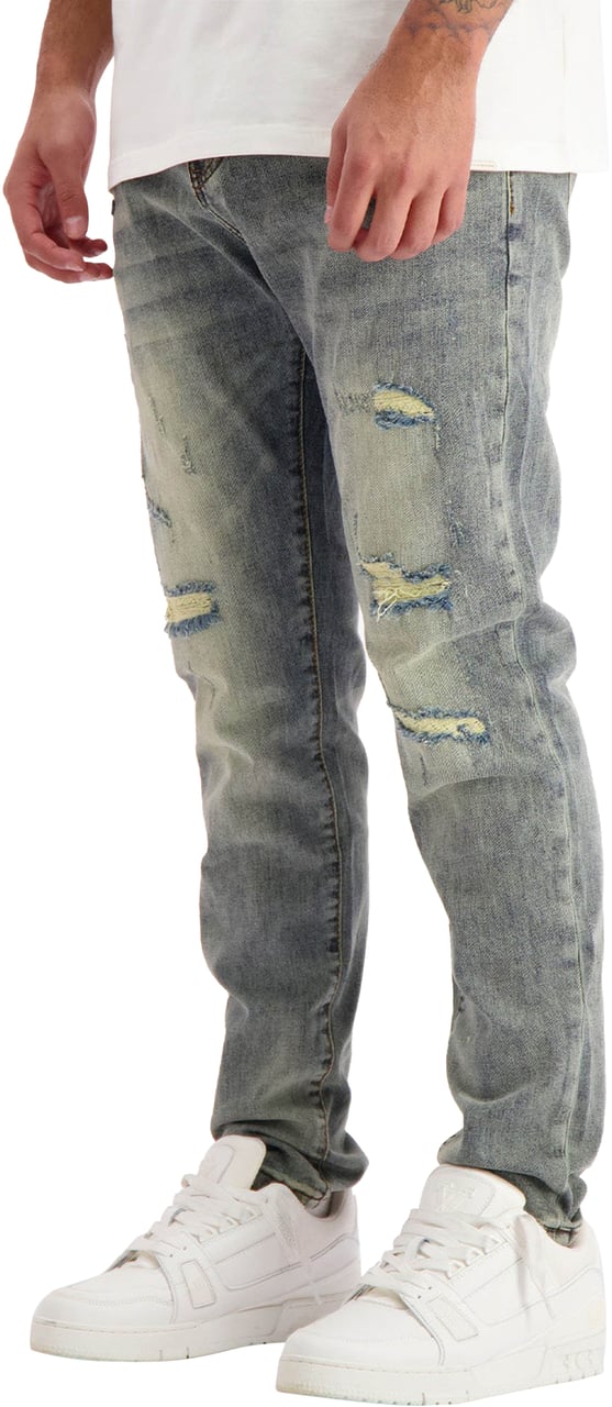 Black Bananas Slim Repaired Broek Blauw