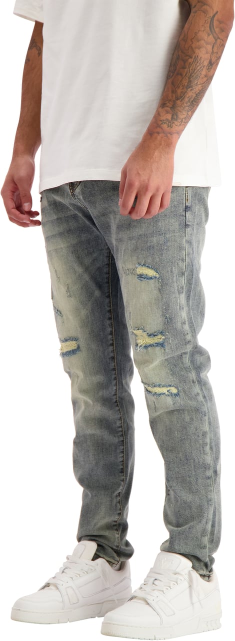Black Bananas Slim Repaired Denim Blauw