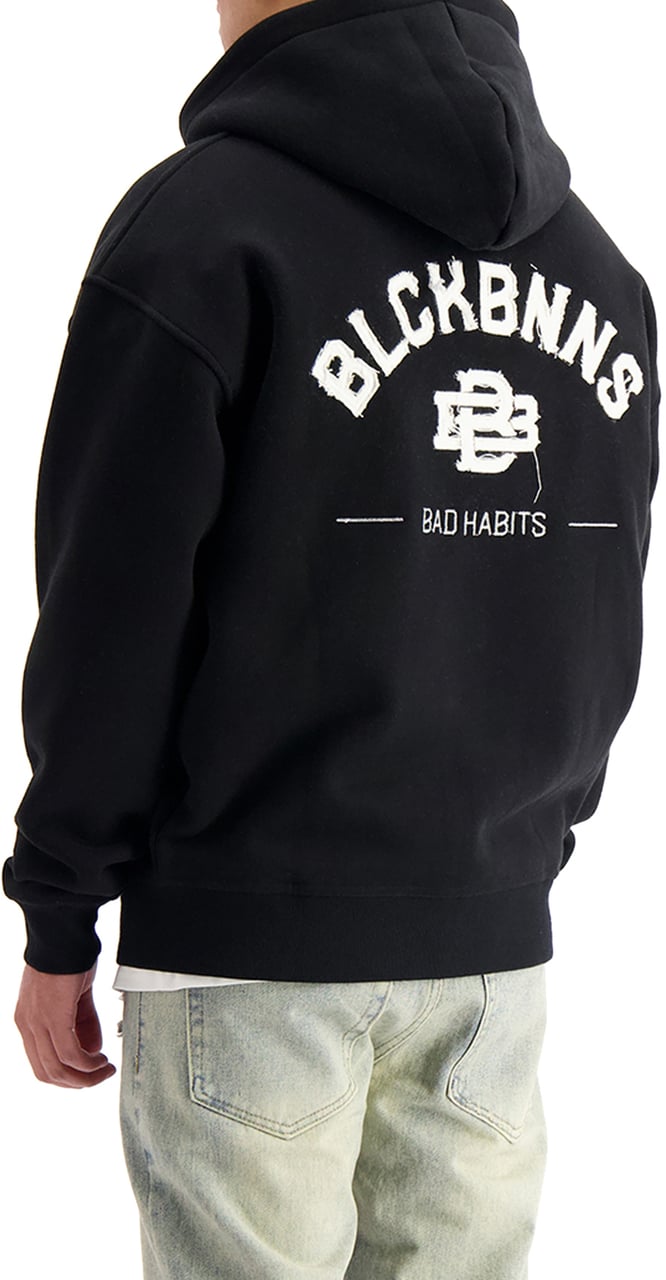Black Bananas Ripped Zip Hoodie Zwart