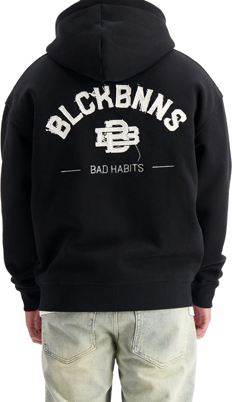 Black Bananas Ripped Zip Hoodie Zwart
