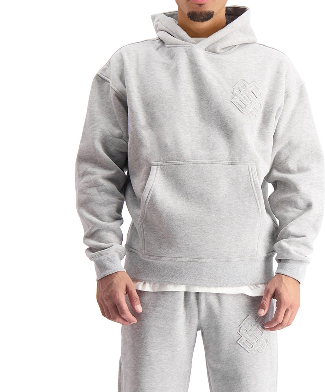 Black Bananas Ripped Monogram Hoodie Grijs