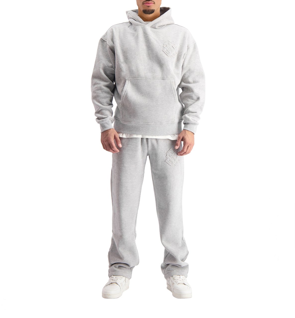 Black Bananas Ripped Monogram Hoodie Grijs