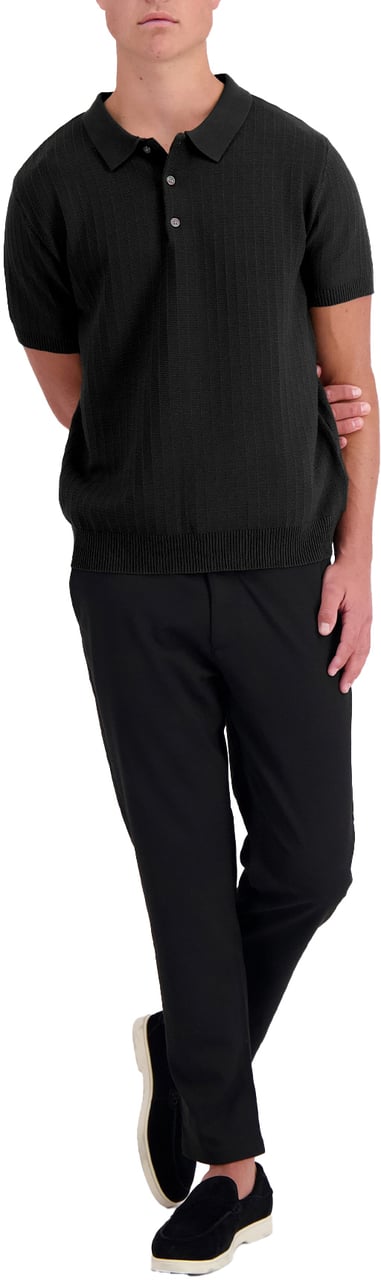 Black Bananas Ribbed Knit Polo Zwart