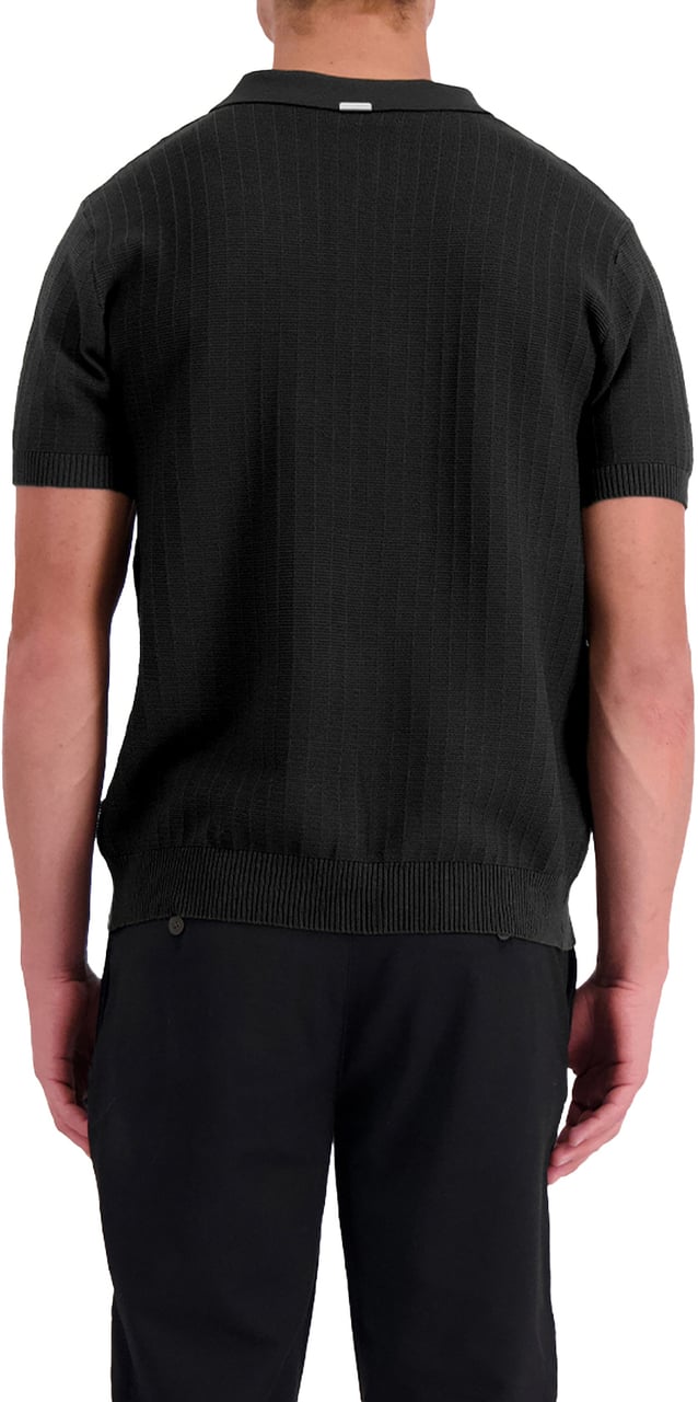 Black Bananas Ribbed Knit Polo Zwart