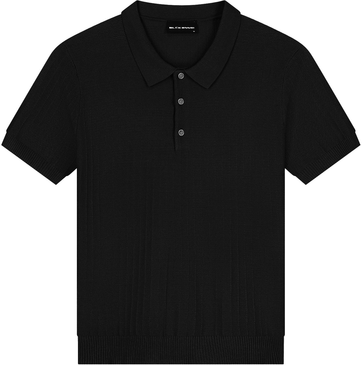 Black Bananas Ribbed Knit Polo Zwart