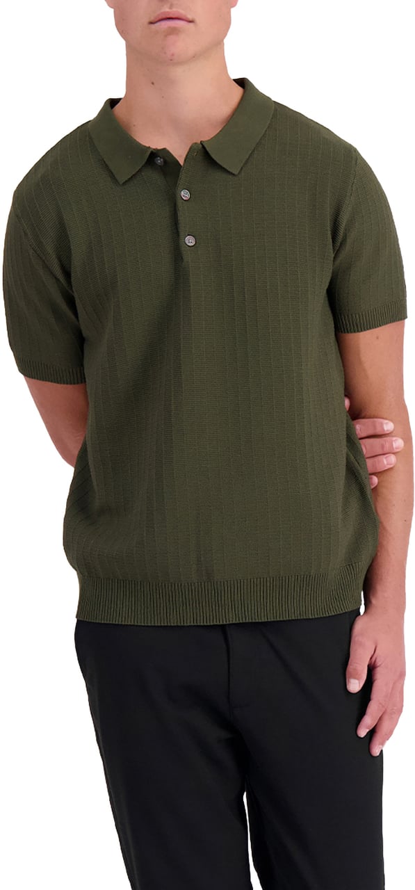 Black Bananas Ribbed Knit Polo Groen