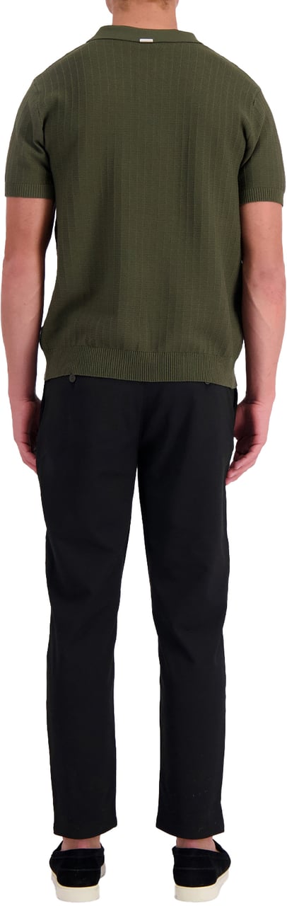 Black Bananas Ribbed Knit Polo Groen