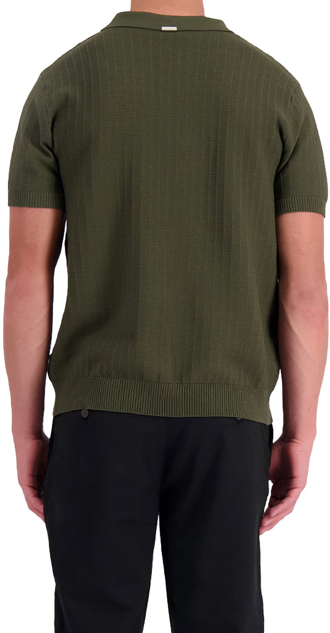 Black Bananas Ribbed Knit Polo Groen