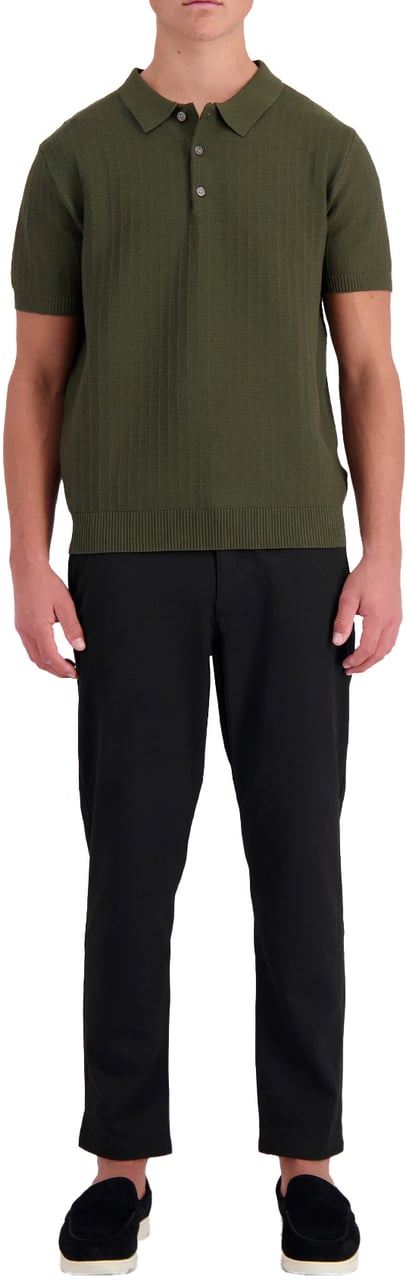 Black Bananas Ribbed Knit Polo Groen