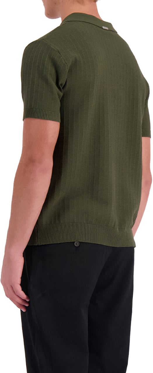 Black Bananas Ribbed Knit Polo Groen