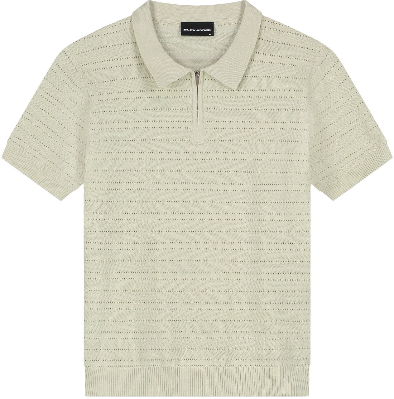 Black Bananas Textured Zip Polo Grijs