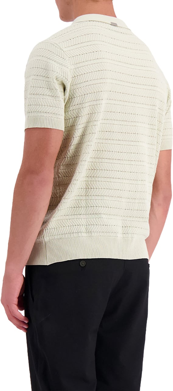Black Bananas Textured Zip Polo Grijs