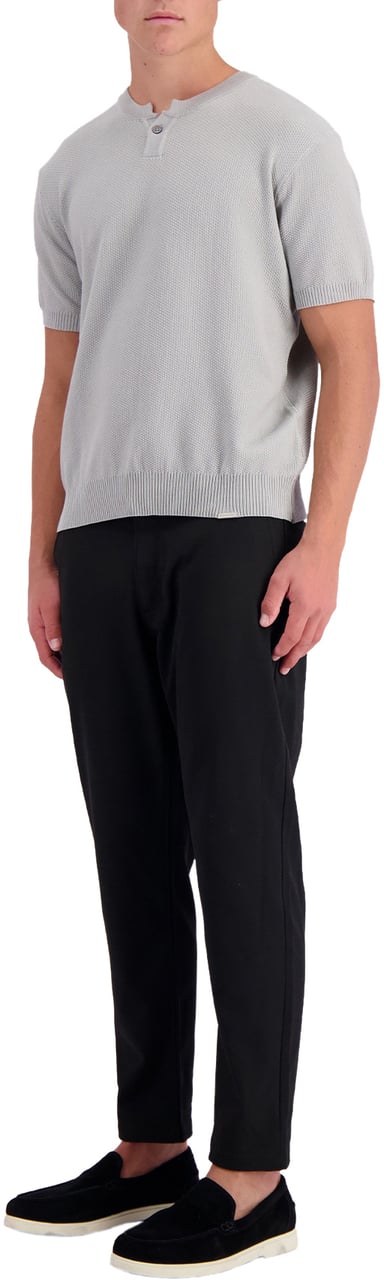 Black Bananas Wafle Knit Henley Grijs