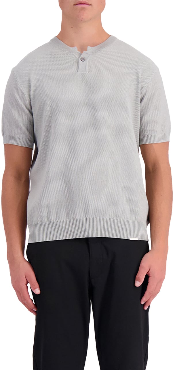 Black Bananas Wafle Knit Henley Grijs