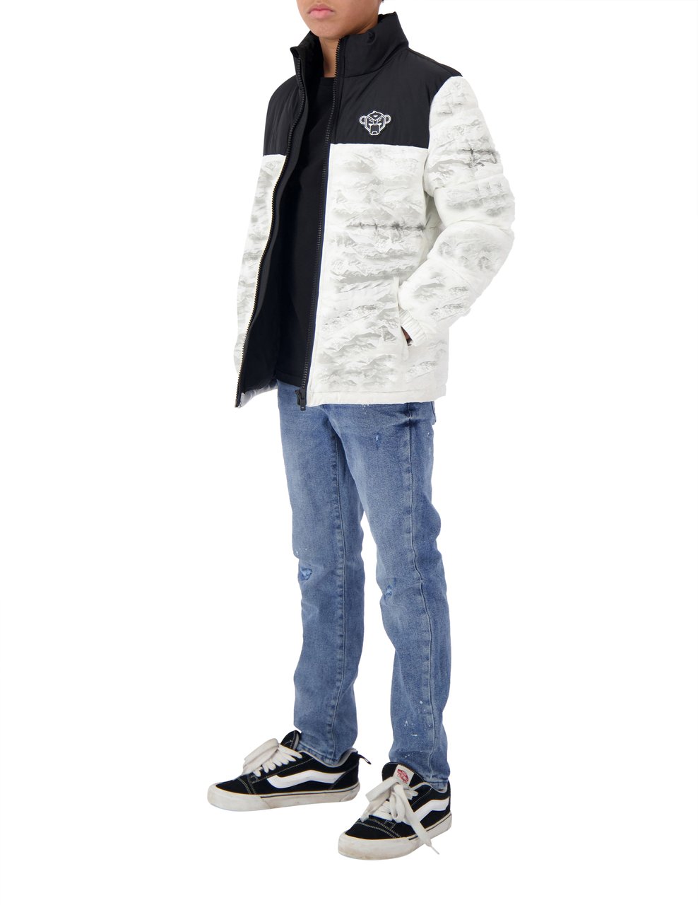 Black Bananas Jr. Peek Freeze Puffer Jacket Wit
