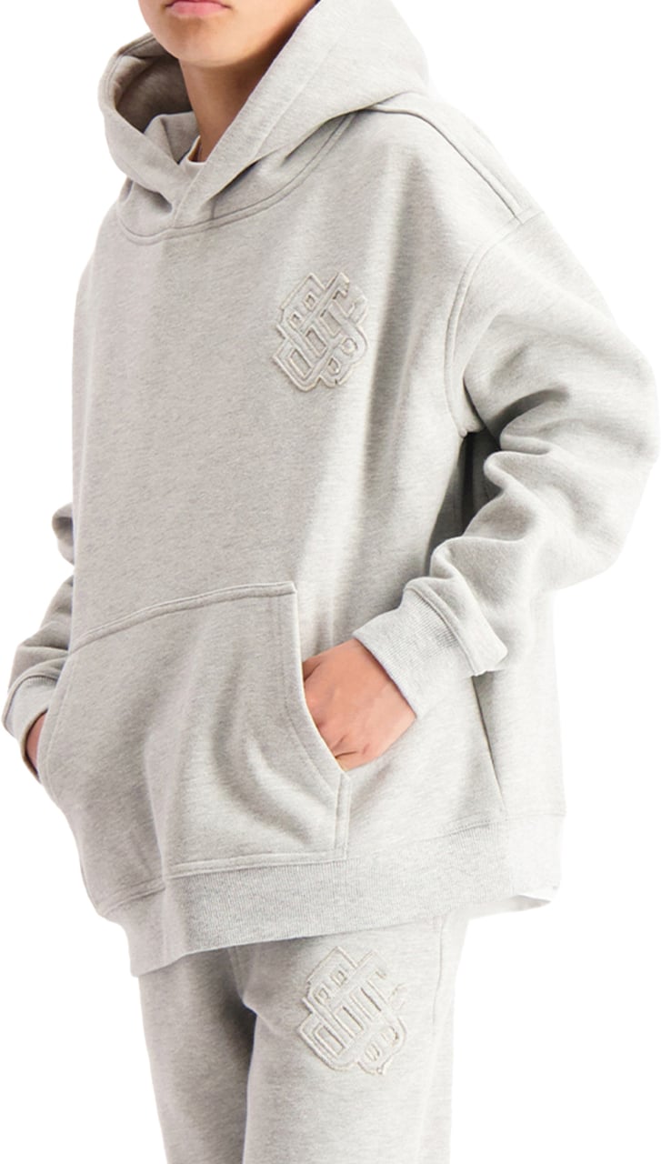 Black Bananas Kids Ripped Monogram Hoodie Grijs