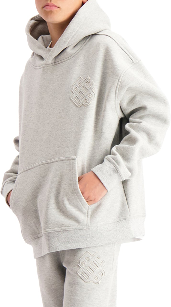 Black Bananas Kids Ripped Monogram Hoodie Grijs