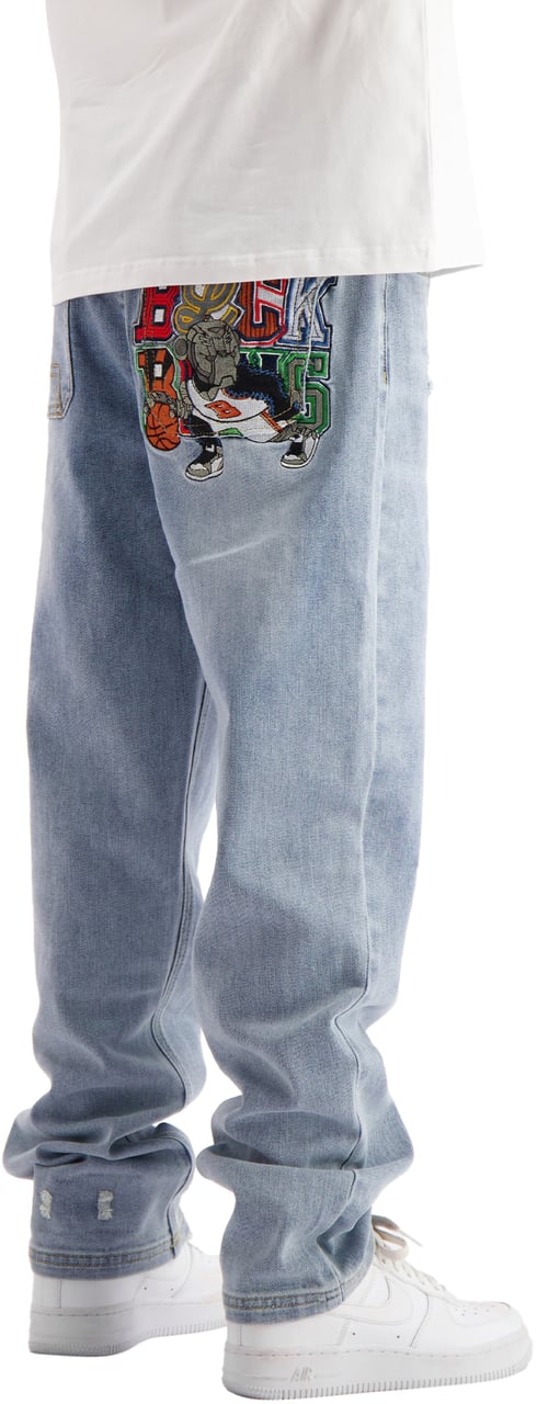 Black Bananas Dribble Straight Broek Blauw