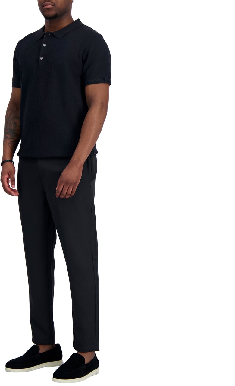 Black Bananas RIBBED KNIT POLO Zwart