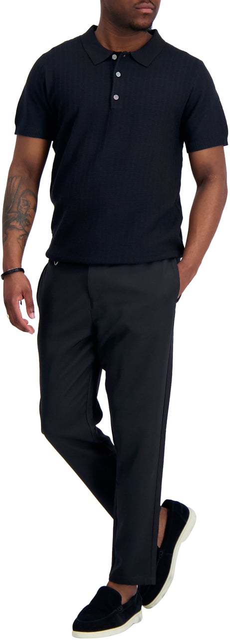 Black Bananas RIBBED KNIT POLO Zwart