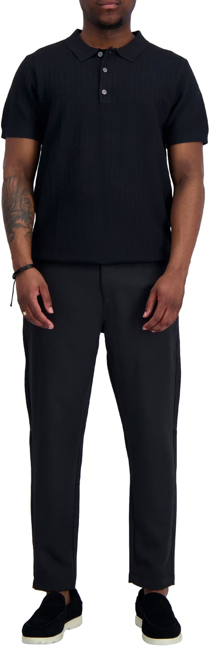 Black Bananas RIBBED KNIT POLO Zwart