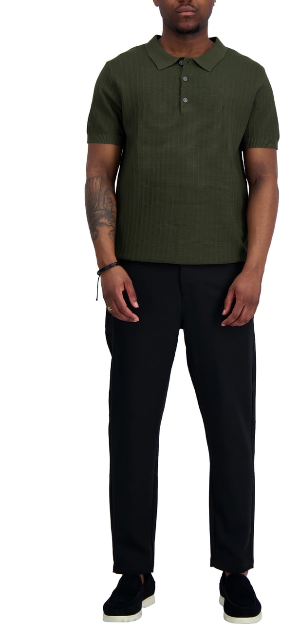 Black Bananas RIBBED KNIT POLO Groen