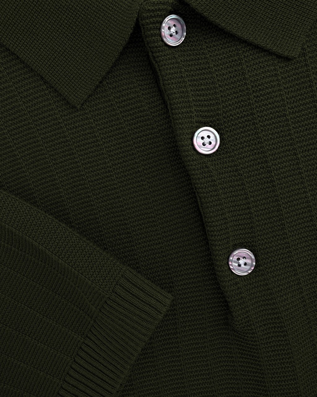 Black Bananas RIBBED KNIT POLO Groen