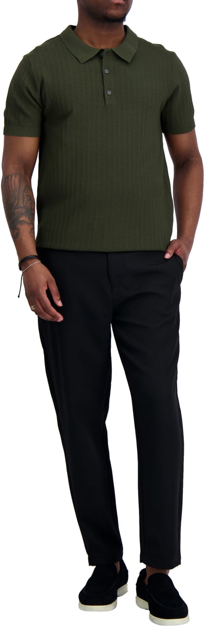 Black Bananas RIBBED KNIT POLO Groen