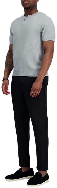 Black Bananas WAFLE KNIT HENLEY Grijs