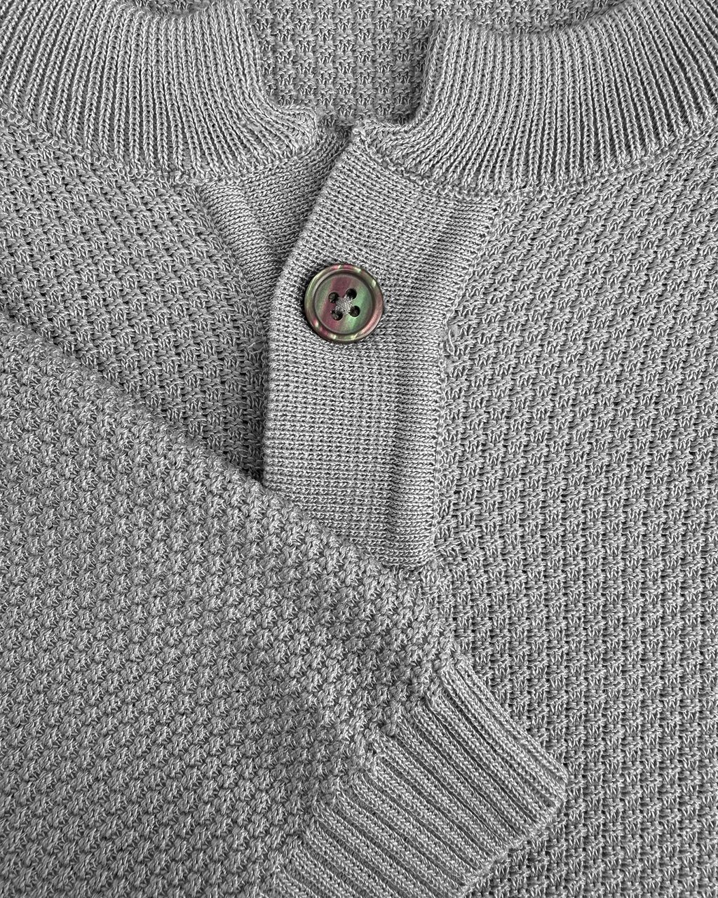 Black Bananas WAFLE KNIT HENLEY Grijs