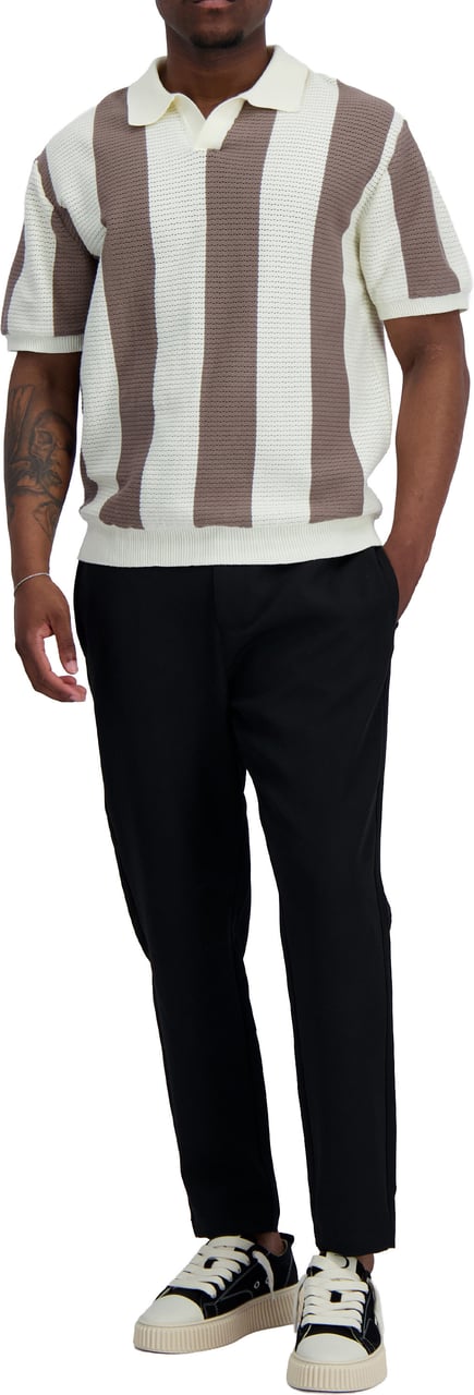 Black Bananas MESH KNIT POLO Taupe