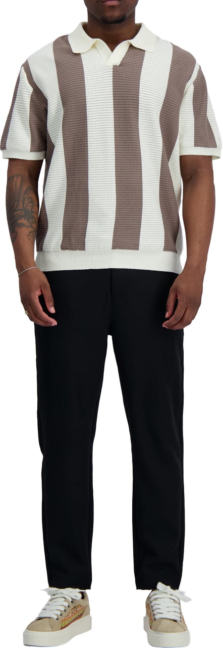 Black Bananas MESH KNIT POLO Taupe