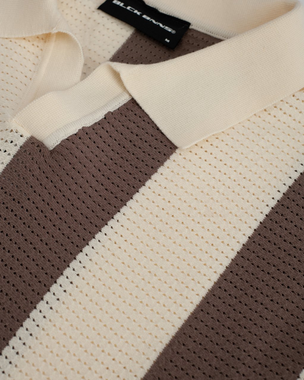 Black Bananas MESH KNIT POLO Taupe