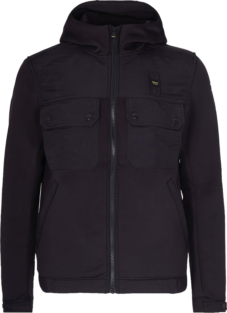 Blauer Scuba Fabric Black Jacket With Hood Zwart