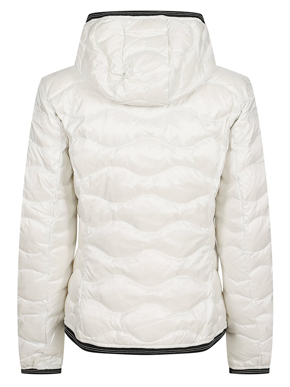 Blauer Quilted White Puffer Coat With Fixed Hood And Zippered Pockets Wit