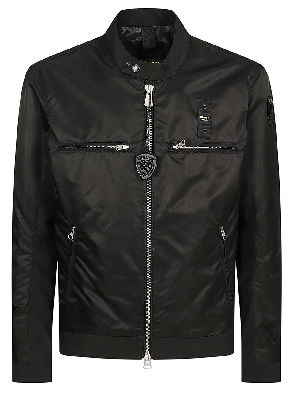 Blauer Mid-Season Black Jacket With Zippered Cuffs And Minimalist Design Zwart