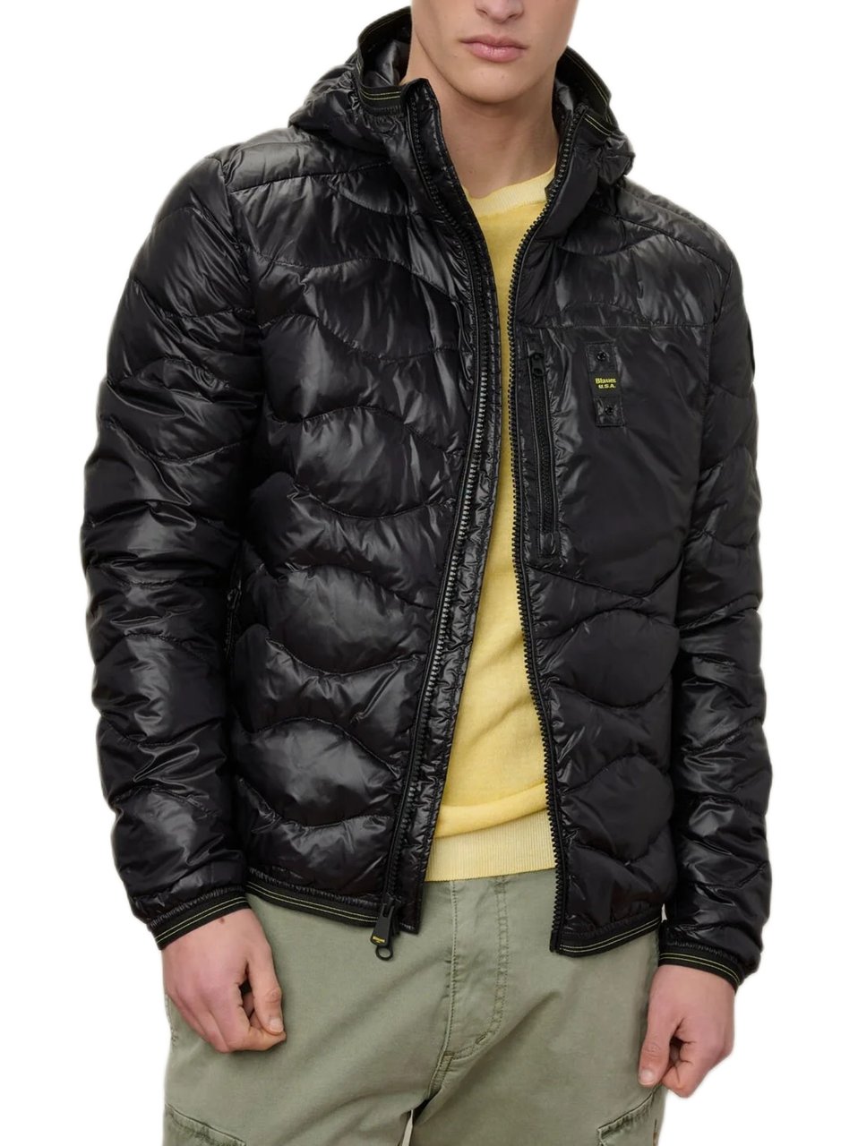 Blauer Quilted Casual Black Jacket With Functional Details Zwart