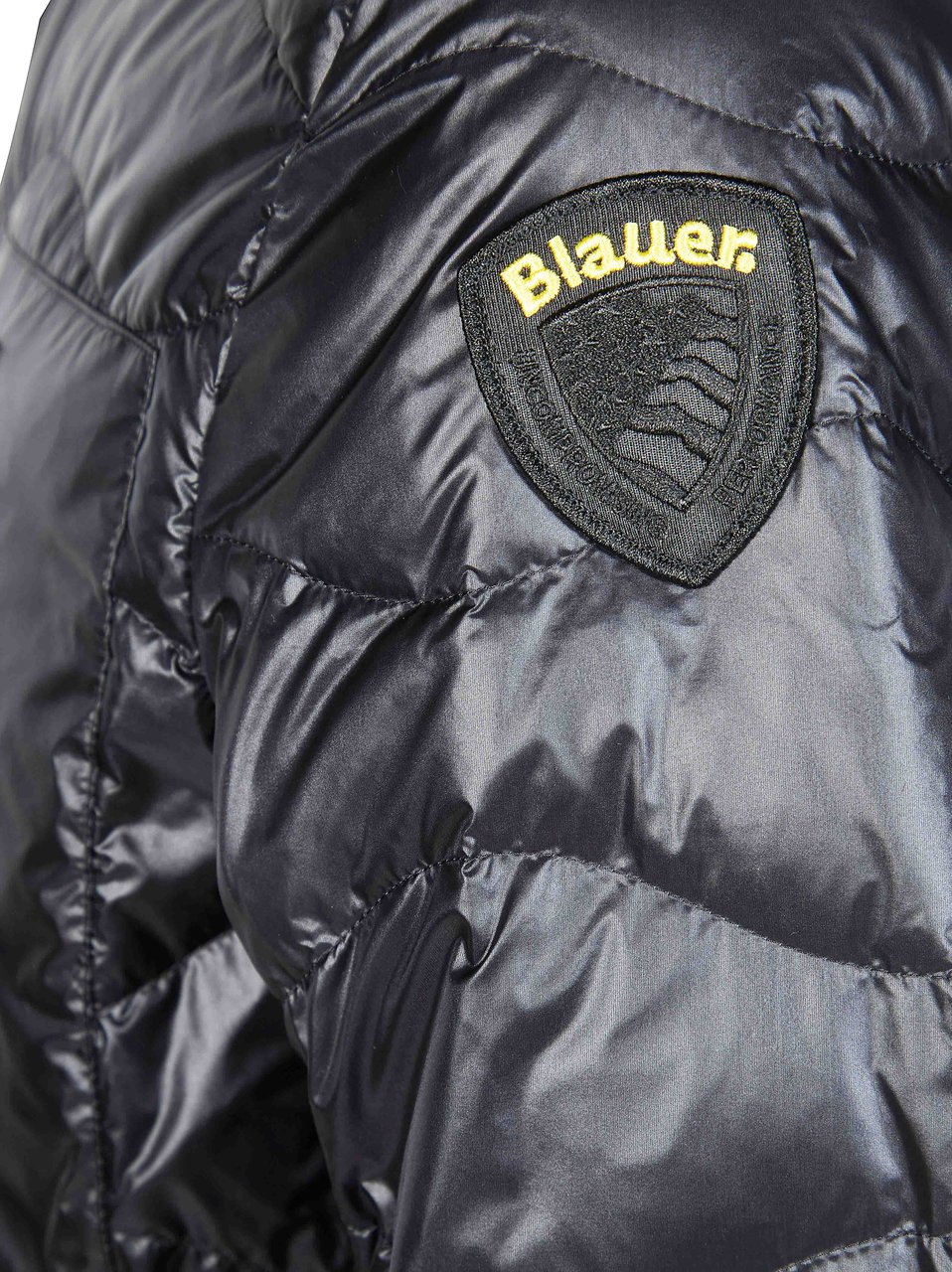 Blauer Trapuntato Basic Glossy Horizontal Quilted Jacket Zwart