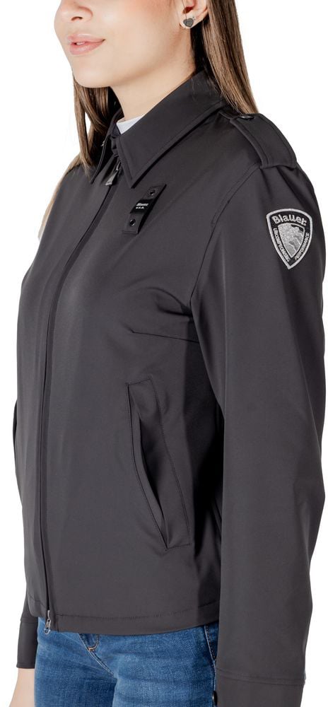 Blauer Black Polyamide Biker Jacket Zwart