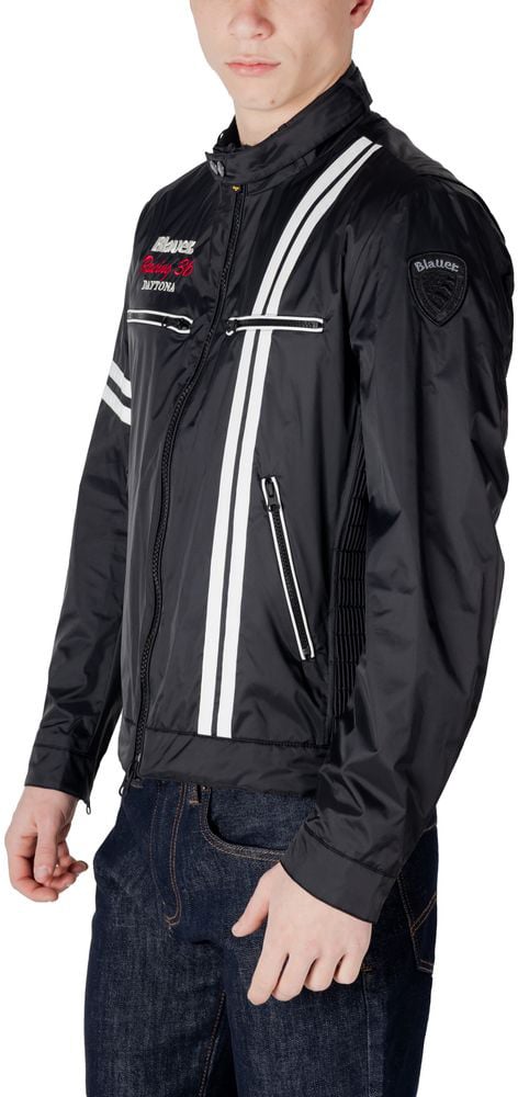 Blauer Black Polyamide Biker Jacket Zwart