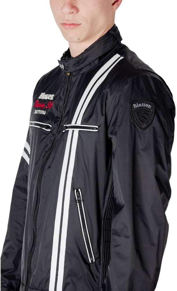 Blauer Black Polyamide Biker Jacket Zwart