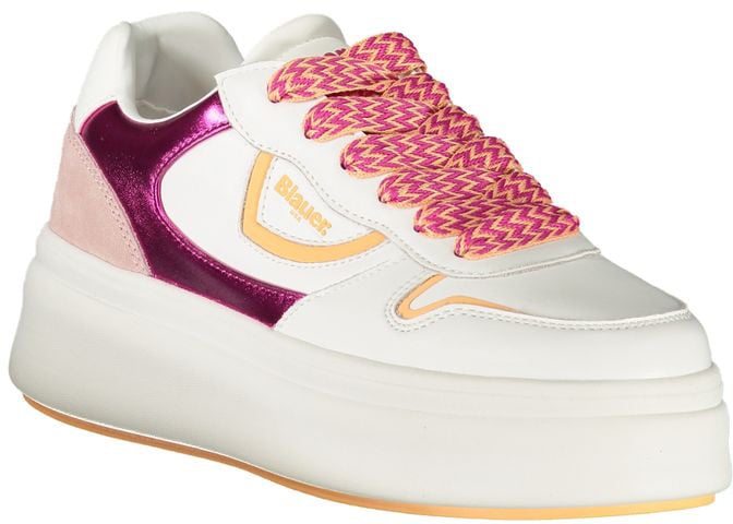 Blauer White Polyurethane Women Sneaker Wit