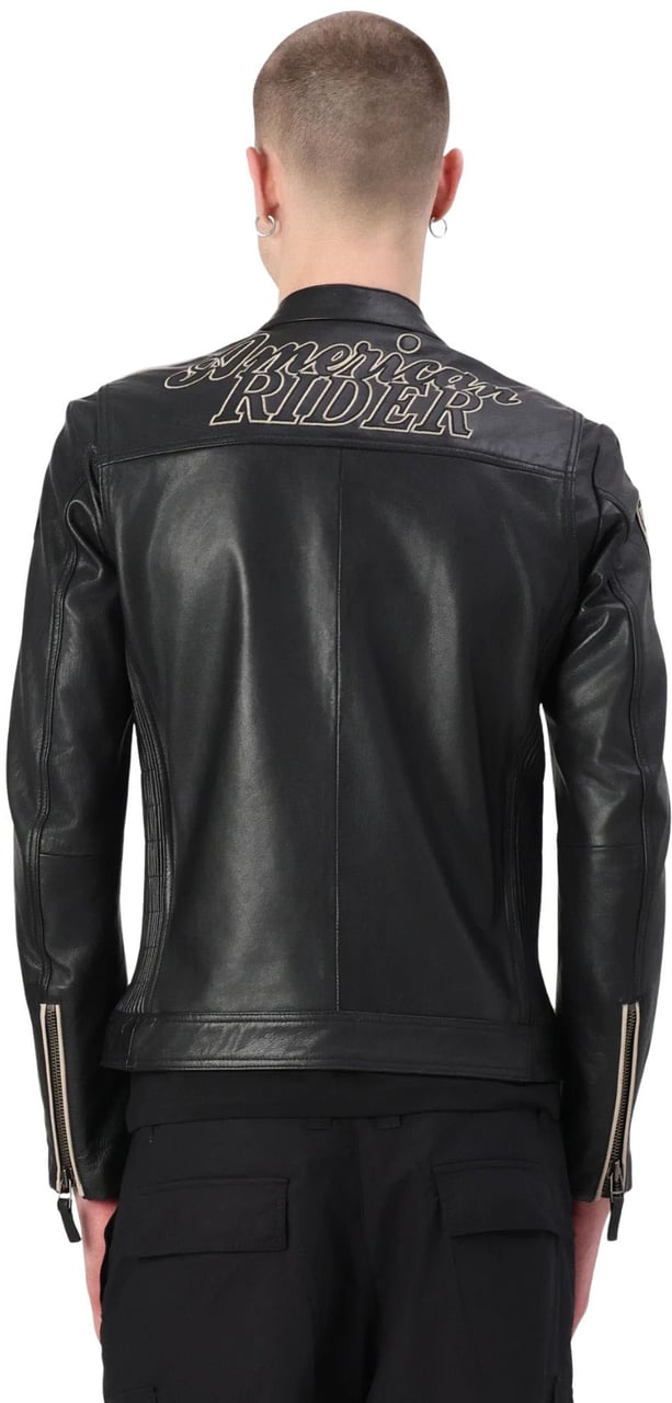 Blauer Garner Leather Jacket Black Slim Fit With Stand Collar For Men 26Sblul02439-007521 999 Zwart