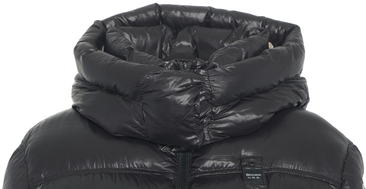 Blauer Quilted puffer Zwart