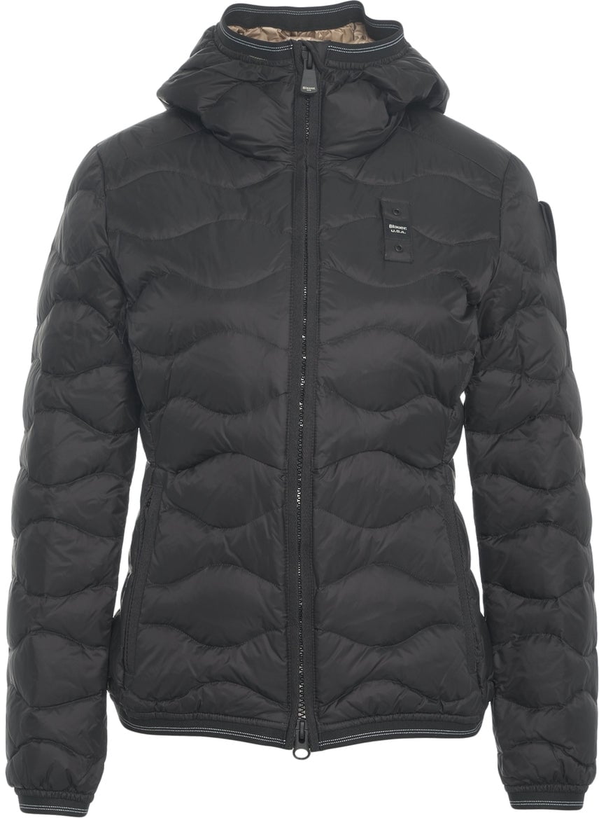 Blauer Down jacket with wavy quilting Zwart