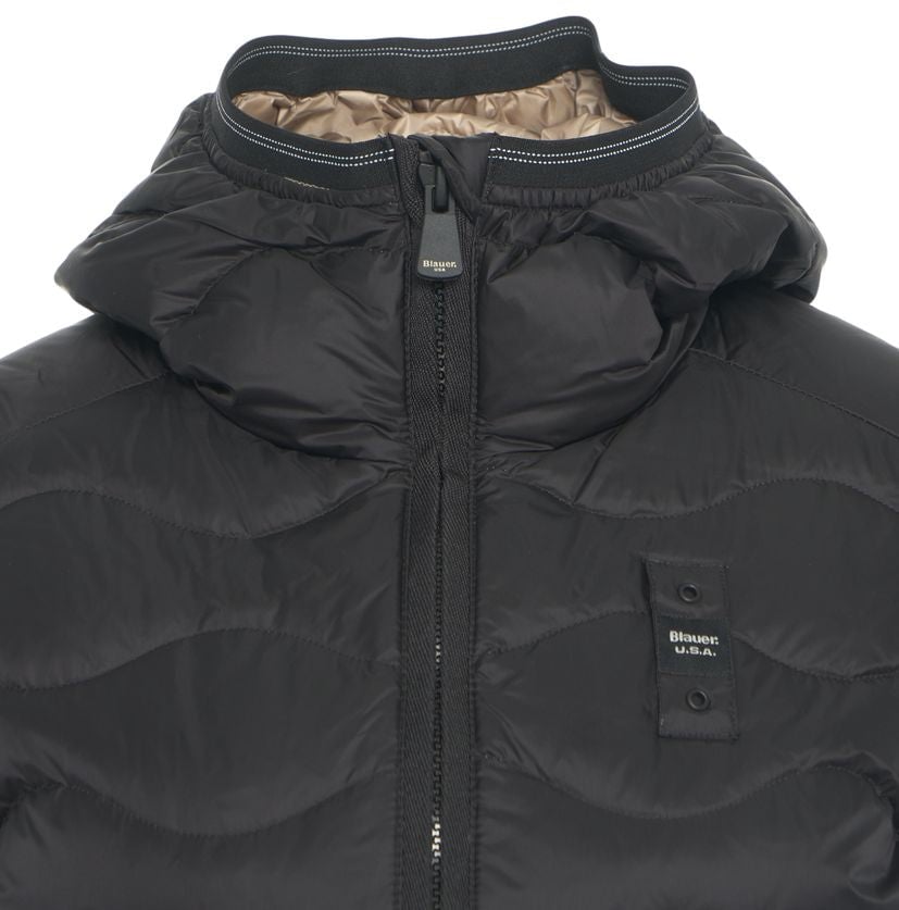 Blauer Down jacket with wavy quilting Zwart