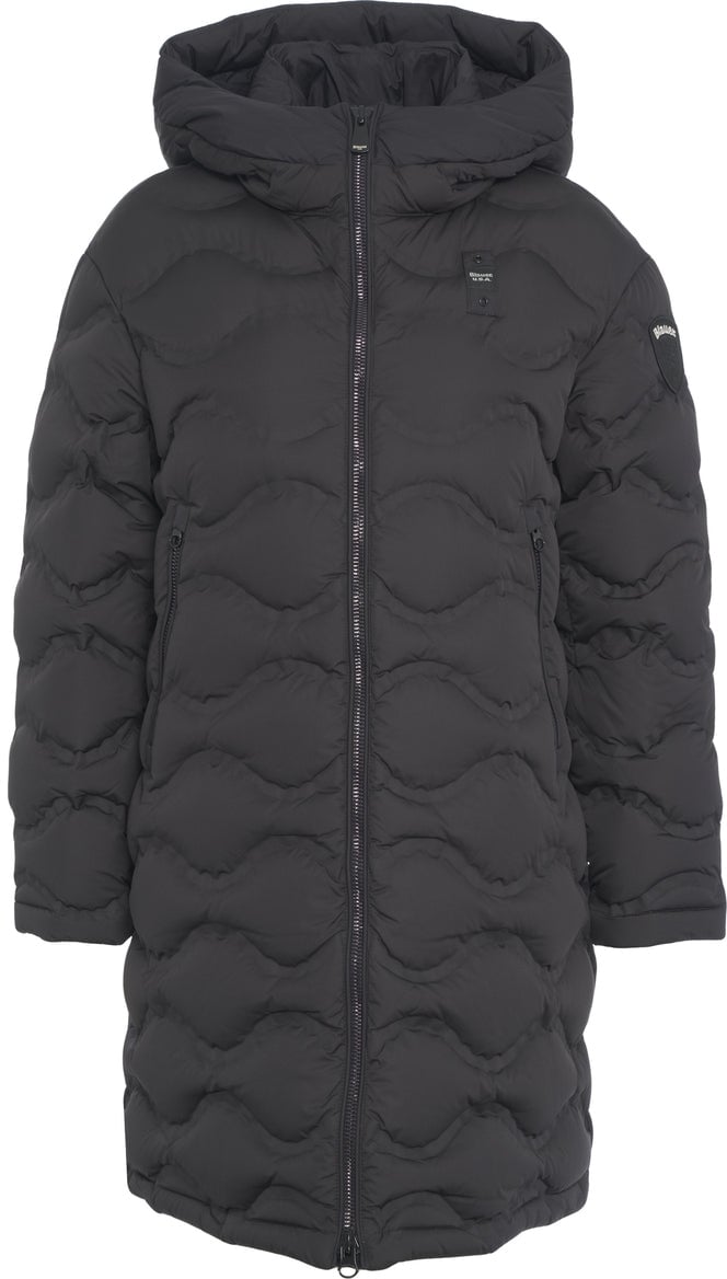 Blauer Quilted down coat Zwart