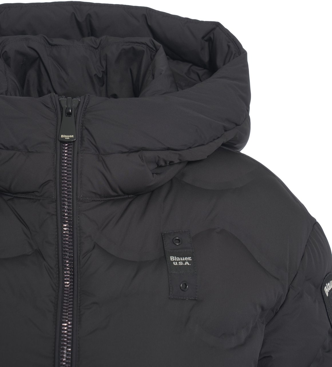 Blauer Quilted down coat Zwart